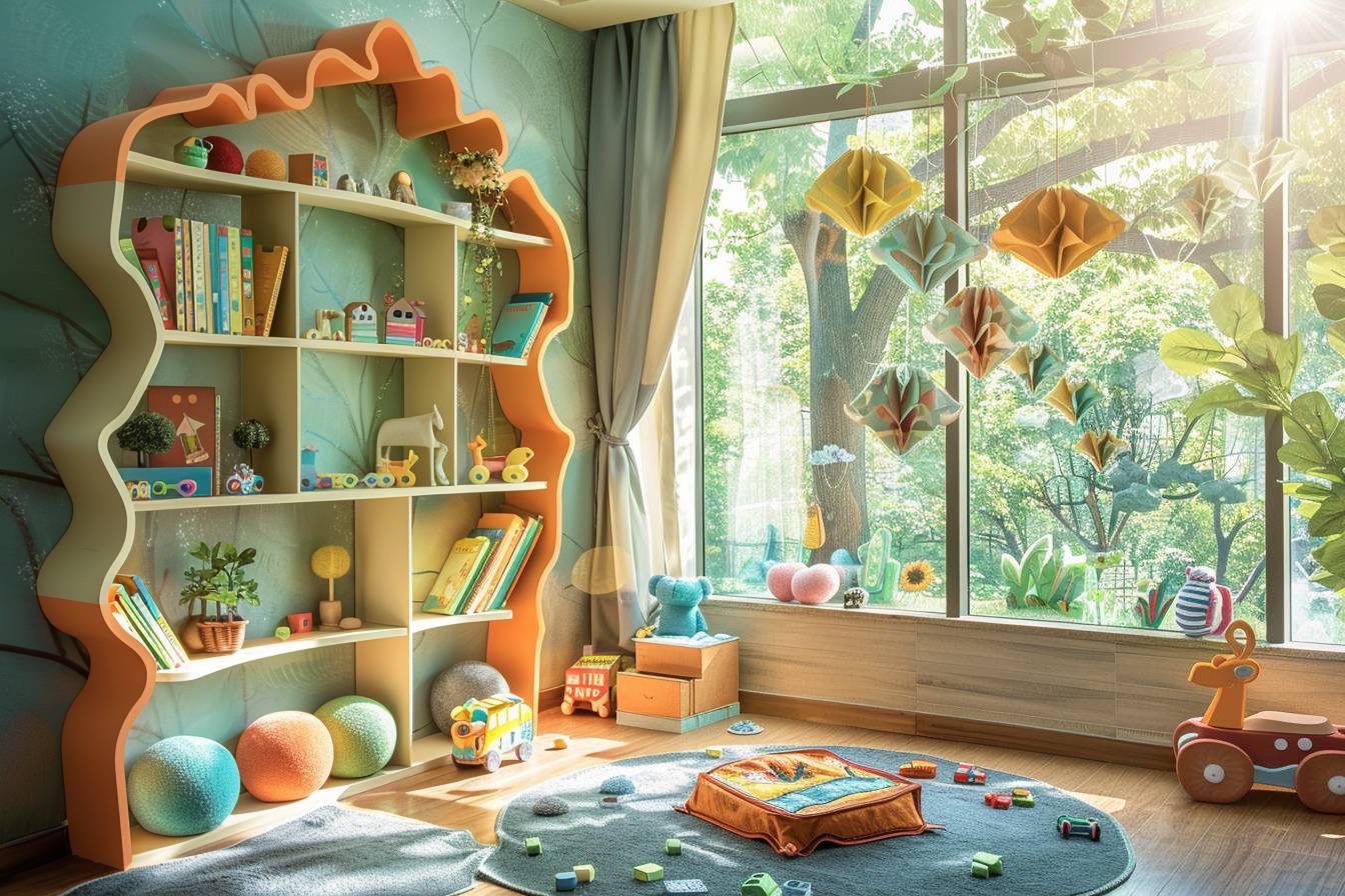 Idées créatives pour décorer une chambre d'enfant avec matériaux recyclés, montrant un espace charmant et écologique
